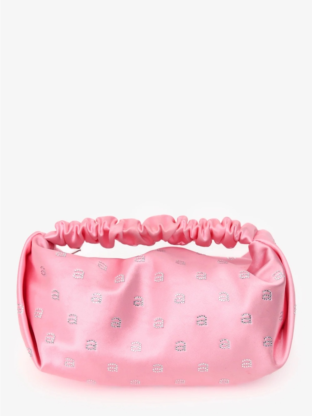 ALEXANDER WANG PINK SATIN MONOGRAM 'MINI SCRUNCHIE' TOP HANDLE
